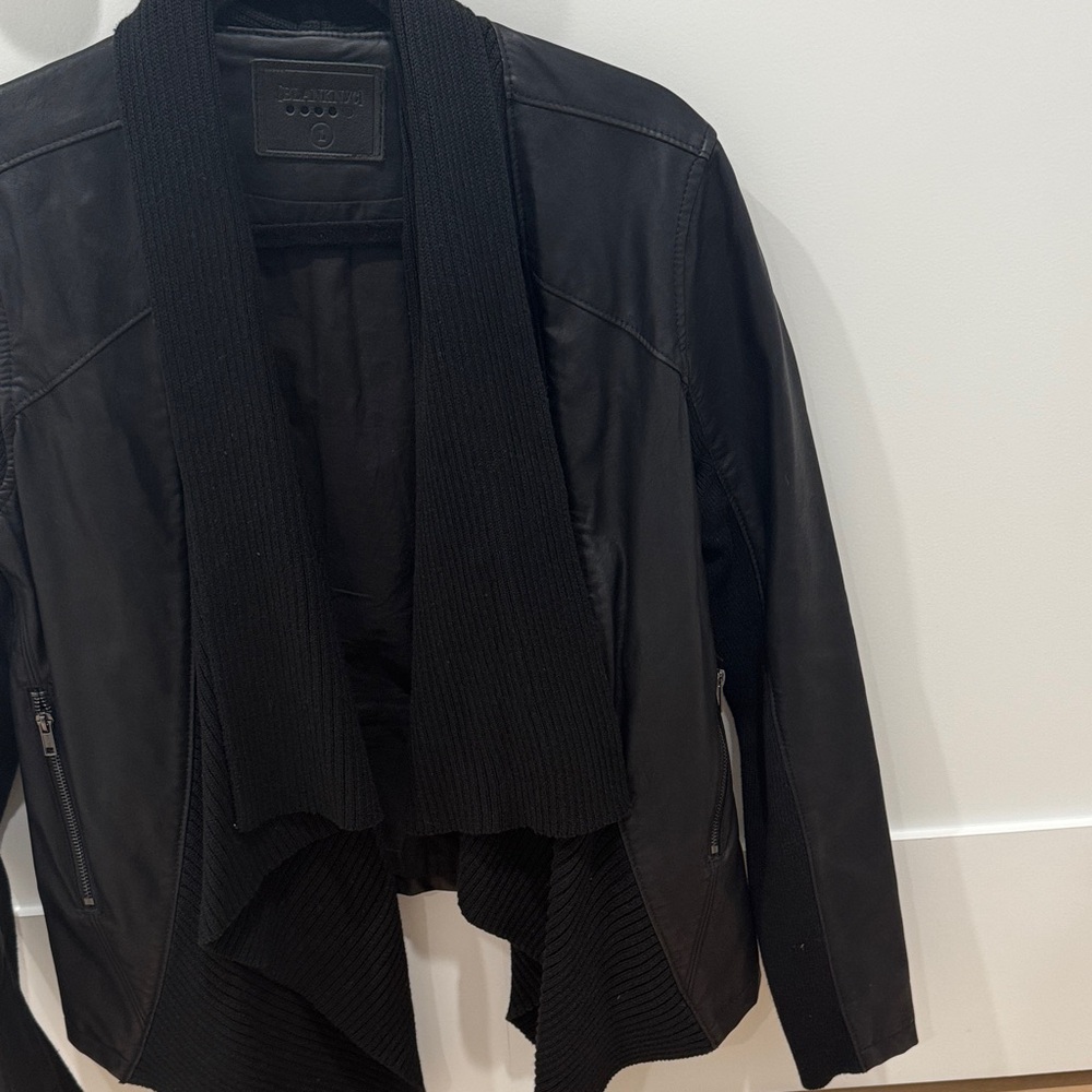 Blank NYC Black Draped Leather Jacket - Picture 3 of 5
